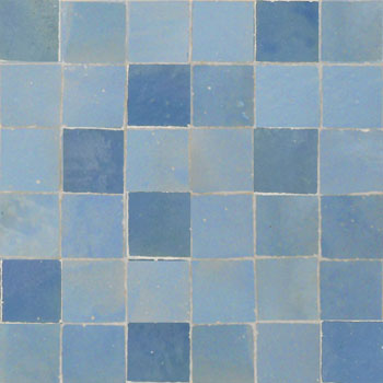Mosaic House Moroccan tile Rceef Hippi 20-2 Sea Blue Light Blue  zellige, mosaic, zellij, field, pattern, glaze, simple, classic, grid, squares, checkerboard 